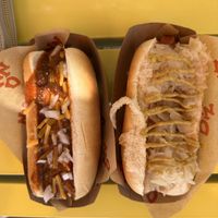 Detroit and New York dogs  at Nikki's Not Dog Stand in Sag Harbor