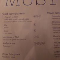 Vegan starters - menu with allergens - ask staff. at Must Food & Wine in Porto