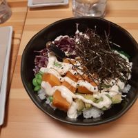 Vegan salmon bowl at Mamasana in Santander