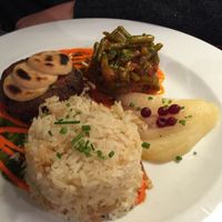 fantastic burger with delicious vegan cheese and super legumes  at Le Potager du Marais - Saint Paul in Paris