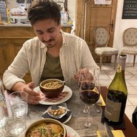 French onion soup & wine at Le Potager du Marais - Saint Paul in Paris