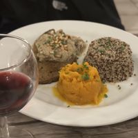  Escalope De Seitan Normandie Aux Champignons  Seitan Steak with a Mushroom Rosemary Sauce - mashed Sweet Potatoes & Quinoa   at Le Potager du Marais - Saint Paul in Paris