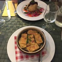 Onion Soup and French Potatoe with Pesto and Tapenade at Le Potager du Marais - Saint Paul in Paris