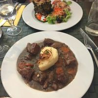The fantastic Spinach Lasagne and the also very tasty Seitan Stew at Le Potager du Marais - Saint Paul in Paris