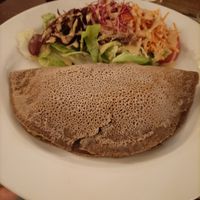 Buckwheat crepe with mushroom and leek, side salad at Le Potager du Marais - Saint Paul in Paris