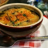 French onion soup  at Le Potager du Marais - Saint Paul in Paris