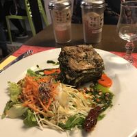 lazania — taste so-so. price €18 at Le Potager du Marais - Saint Paul in Paris