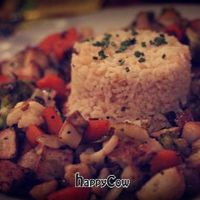 Smoked tofu with vegetables and rice in March 2013  at Le Potager du Marais - Saint Paul in Paris