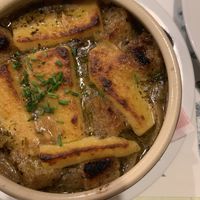 French onion soup  at Le Potager du Marais - Saint Paul in Paris