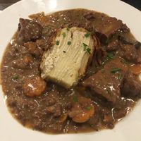 Seitan bourguignon with a potato gratin at Le Potager du Marais - Saint Paul in Paris