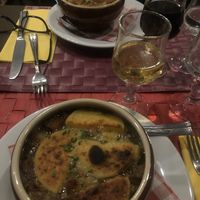onion soup and cider  at Le Potager du Marais - Saint Paul in Paris