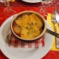 Onion Soup. Nom nom at Le Potager du Marais - Saint Paul in Paris