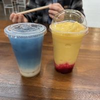 Lavender Dream and Mango Slush with Dragon Fruit Puree   at Eat Bubbles in Nashville