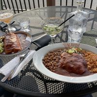 Burrito (left) and enchiladas (right). Margaritas also recommended.  at Antonio's in Taos