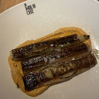 Puerros con salsa romesco  at La Malinche in Santander