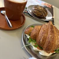 Latte y croissant relleno   at Barro Café - Zapiola in Buenos Aires