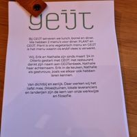 Menu at GEIJT in Ede