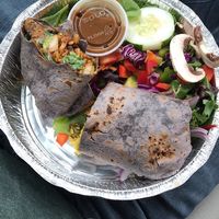 MUCH bigger than it looks. Vegan burrito to go at Cafe Con Leche in Newtown