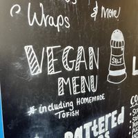 Vegan sign   at Harbour Fish & Chips in Avoch