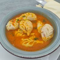 Momo Jhol. Lecker, leicht scharf at Kulayan - Nepali Cuisine in Frankfurt