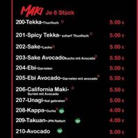 Menu at Sushi Noova in Barsinghausen