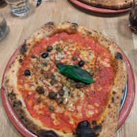 Napoletana pizza without anchovies with added vegan mozzarella at Cresci Pizzeria in York
