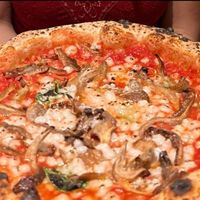 margherita with vegan cheese and extra mushrooms at Cresci Pizzeria in York