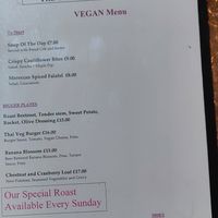 Menu at The Tankerville Arms in Alnwick