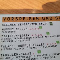 Part of the menu - it shows one item marked as Vegan and others marked as Veggie. at Cafe Merkur in Vienna