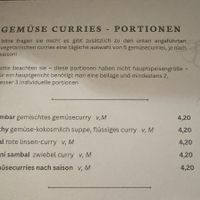 Curry menu  at Curry Insel in Vienna