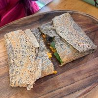 Mushroom, Spinach, vegan cheese crepe at Honey Crepes in New York City