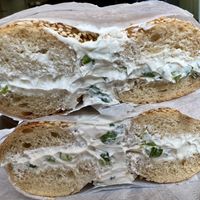 Tofu scallion on sesame  at Utopia Bagels in New York City
