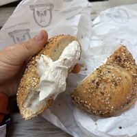 Vegan Tofu Cream Cheese on Everything Bagel  at Utopia Bagels in New York City