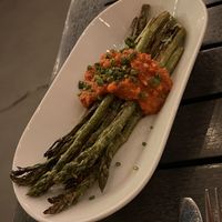 Wood-fired asparagus was awesome!  at Brewer's Fork in Charlestown