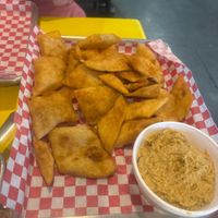 Hummus and pita chips. Ask for the seasoning without chicken stock  at What About Kabob & His Gyros in Tyler