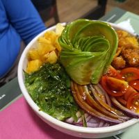 Vegan pokevegan burger at Papagaio Bistró in Redondela