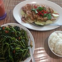 KangKong and steamed chicken. at Yuet Sum Hin 悦心轩 in Kuala Lumpur