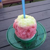 Strawberry-Green Apple shaved ice at Tropical Sno in Appleton