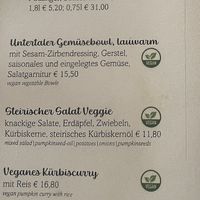 All vegan menu items listed in this picture.   at Waldhaeuslalm in Schladming