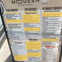 Placard (vegan and vegan-option items are highlighted in yellow).  at Modern Bread and Bagel  in New York City