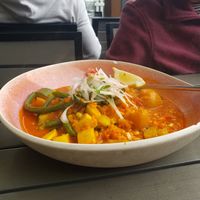 Vegetarian Paella (made vegan) at La Costanera in Half Moon Bay