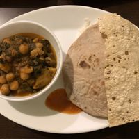Chickpeas with spinach, delicious  at Govardhan in Cologne