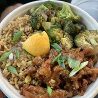 Orange chicken bowl  at The Loaded Bowl in Oklahoma City