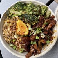 Orange Chik’n Bowl GF and amazing!   at The Loaded Bowl in Oklahoma City