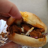 Buffalo chicken sandwich up close at The Loaded Bowl in Oklahoma City