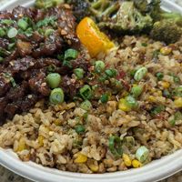 Orange chicken at The Loaded Bowl in Oklahoma City