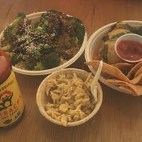 Sesame Seed Rice Bowl, mac n cheese (side), and Enchiladas.  at The Loaded Bowl in Oklahoma City