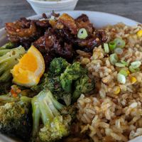 Delicious Vegan loaded orange chicken bowl! Sooo yummy!!!!! at The Loaded Bowl in Oklahoma City