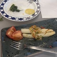 Almost devoured - peppers & asparagus   at Casa Manolo in Santiago De Compostela