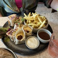 Veggie shawarma with friesd  at WOMO in Tulln